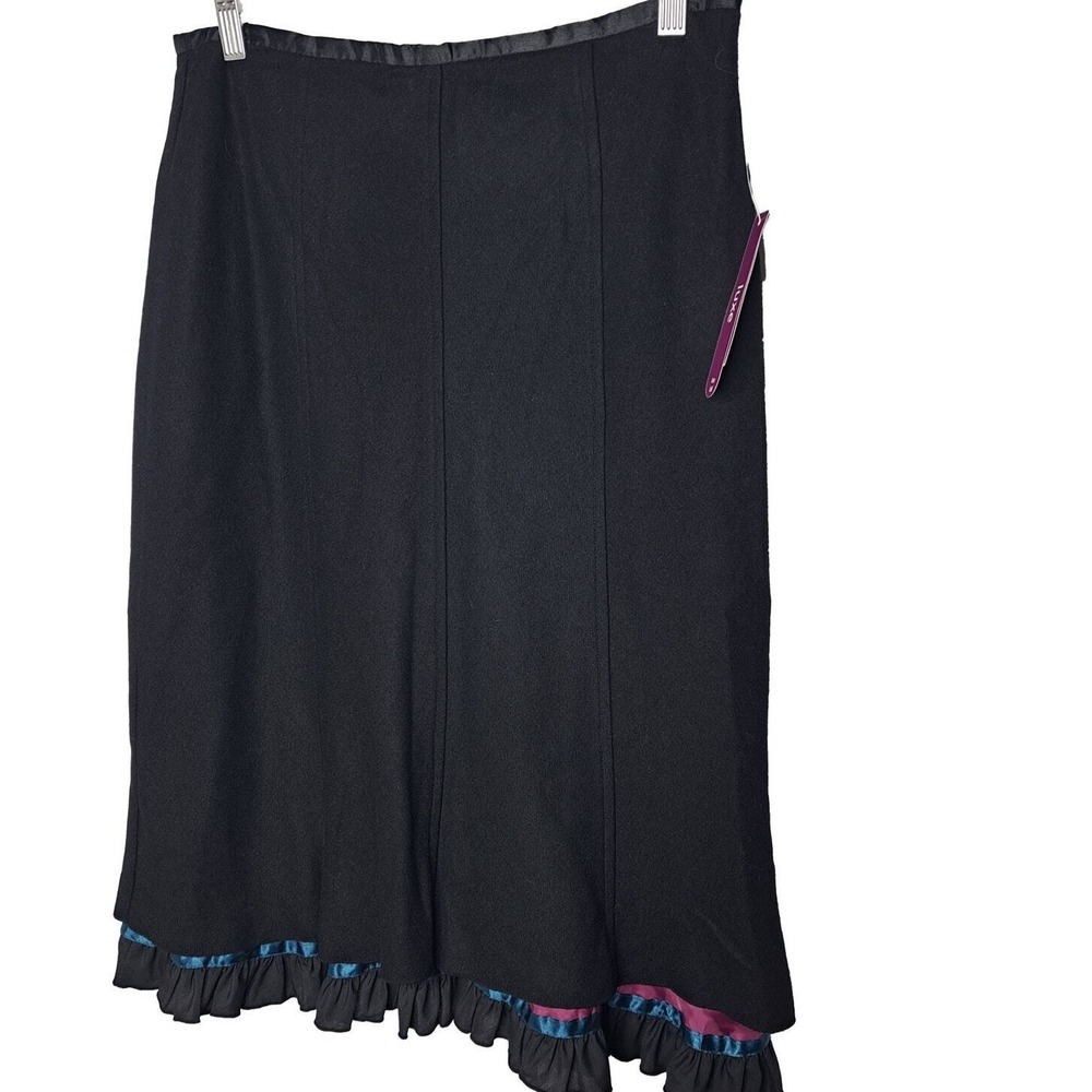 Field Manor Wool Skirt NWT Womens Sz 10 Black Ruffle‎ Career Work Dressy A-Line